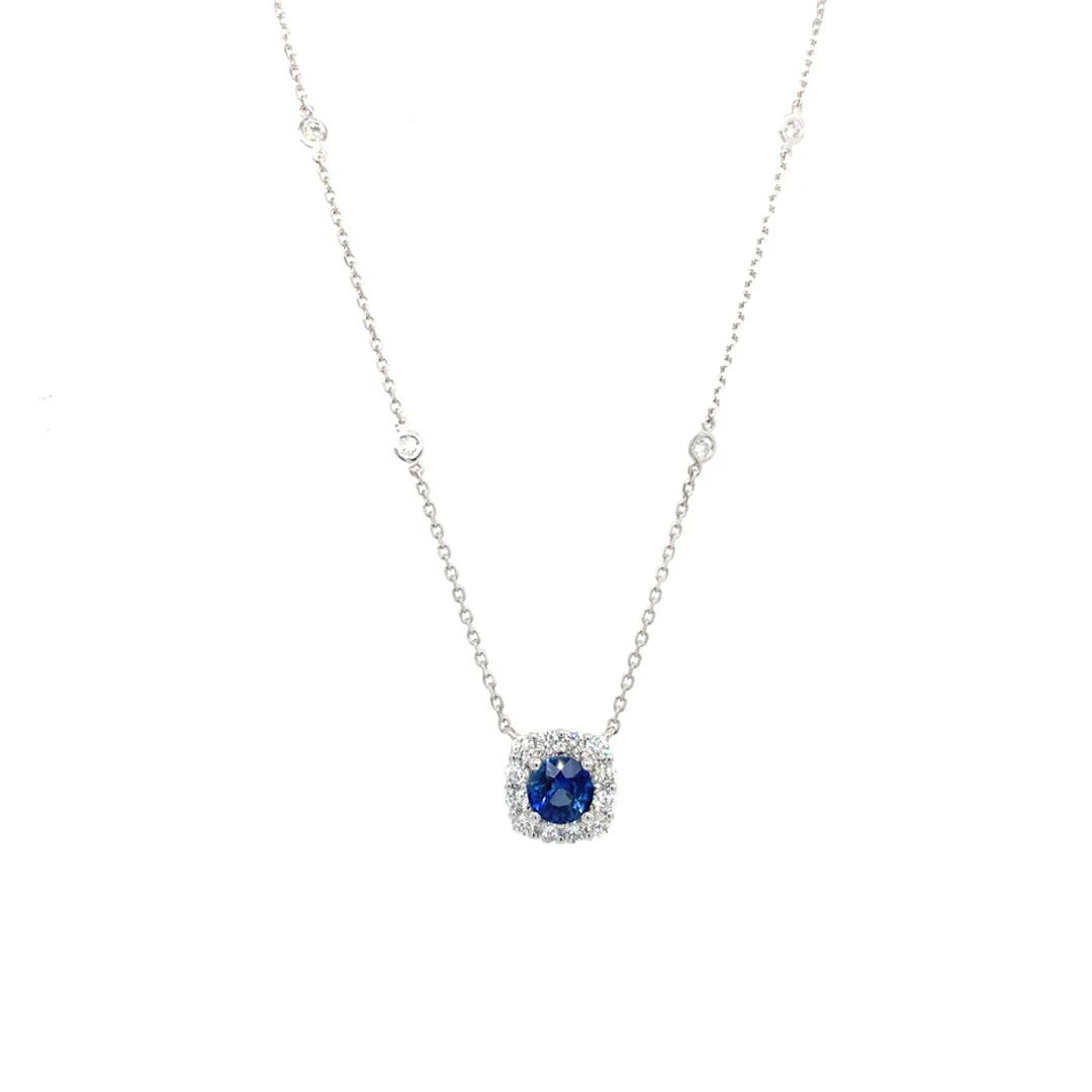 18K White Gold Sapphire Necklace