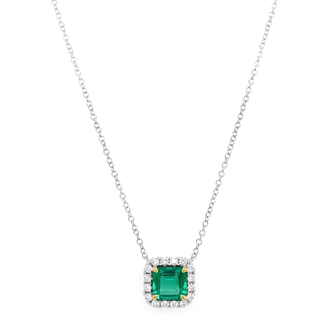 18K White Gold Emerald Necklace