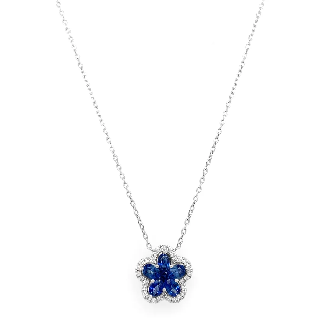 18K White Gold Sapphire Necklace