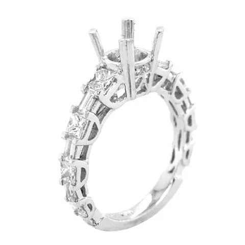 18K White Gold Semi Mount Ring