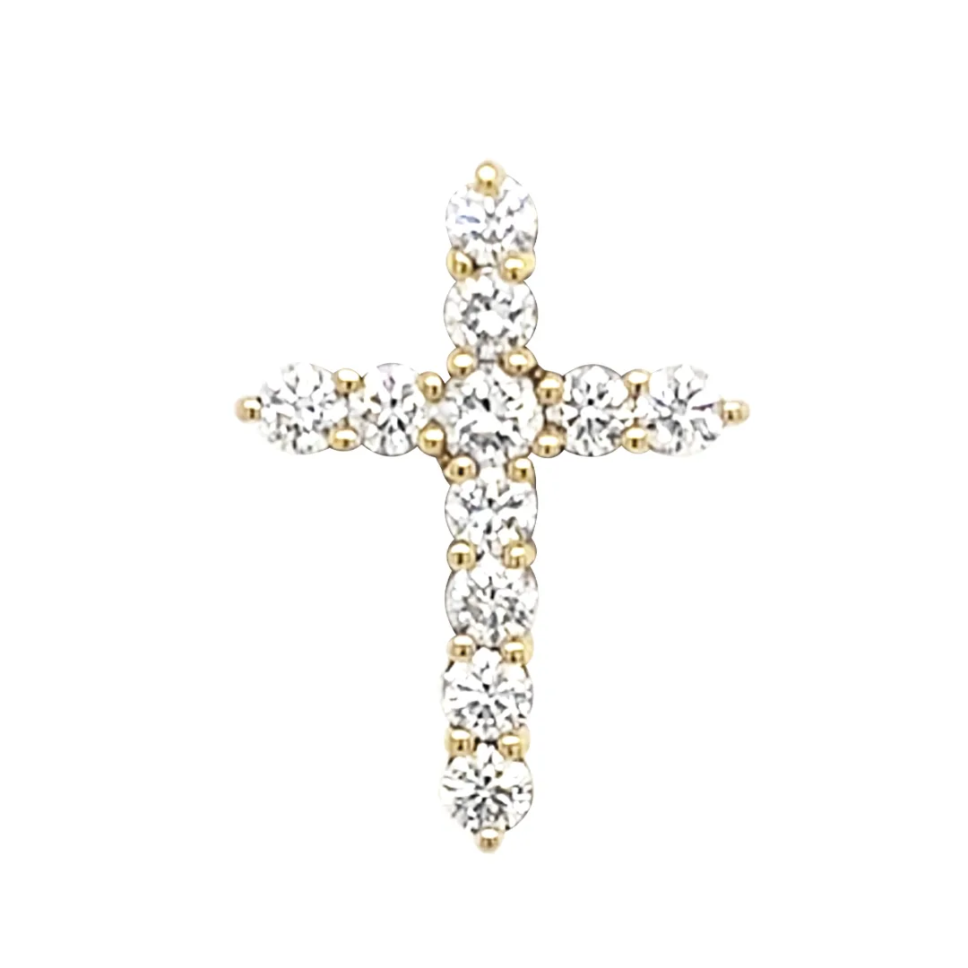 18K Yellow Gold Diamond Cross Pendant
