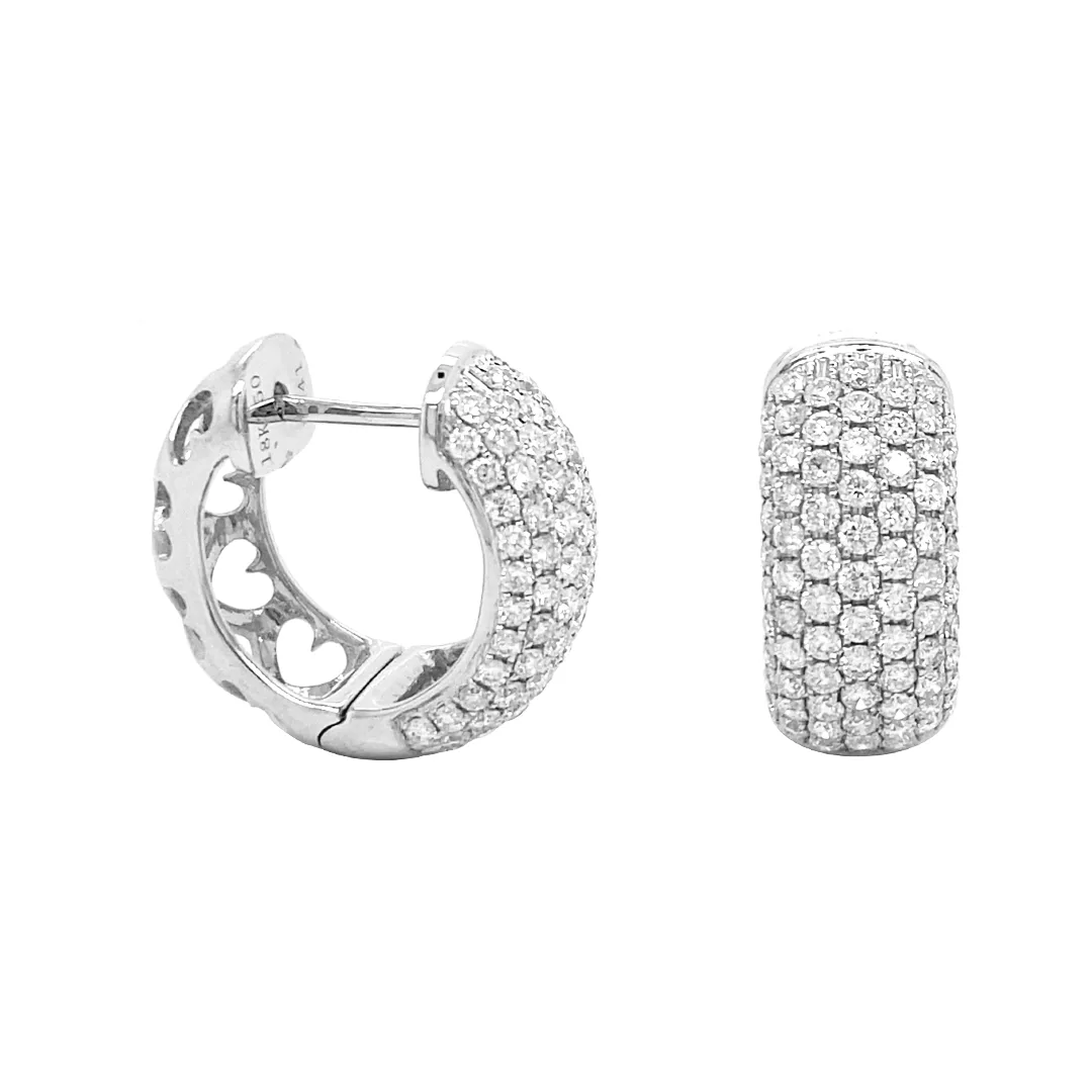 18K White Gold Diamond Huggie Earrings