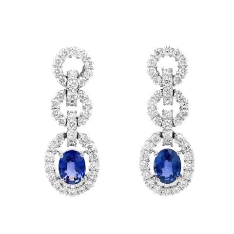18K White Gold Sapphire Earrings