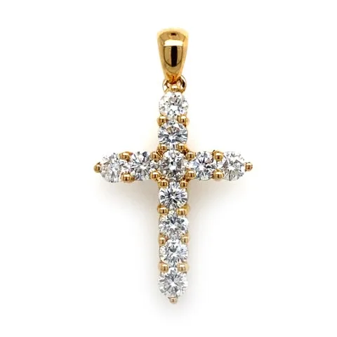 18K Rose Gold Diamond Cross Pendant