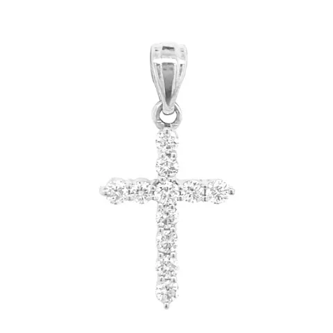 18K White Gold Diamond Cross Pendant