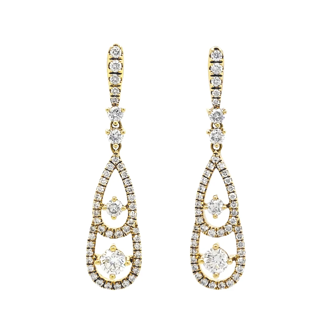 18K Yellow Gold Diamond Earrings