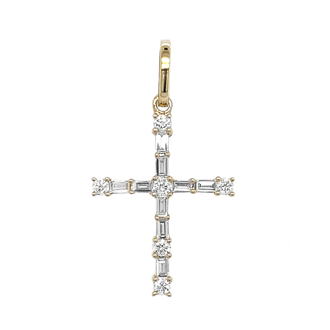 18K Yellow Gold Diamond Cross Pendant