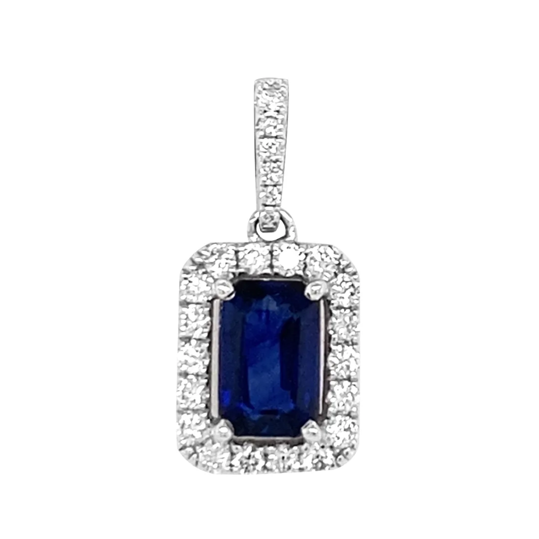 18K White Gold Sapphire Pendant