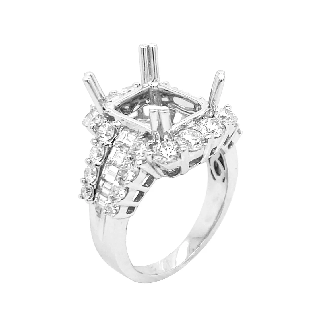 18K White Gold Semi Mount Ring