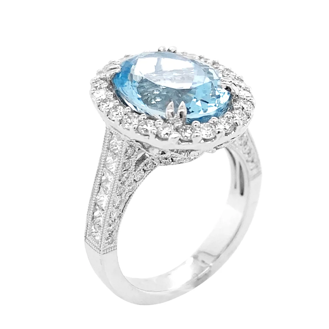 18K White Gold Aquamarine Ring