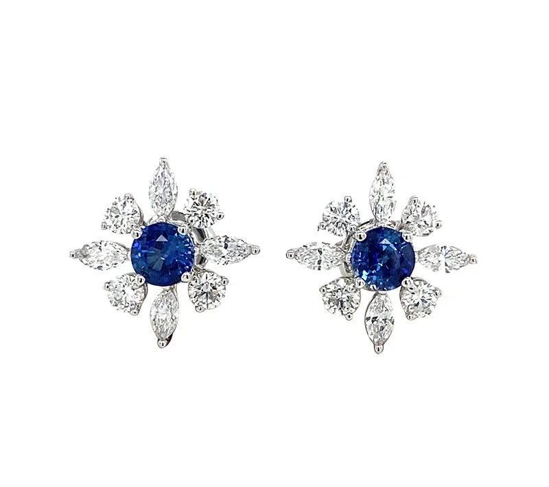 18K White Gold Sapphire Earrings