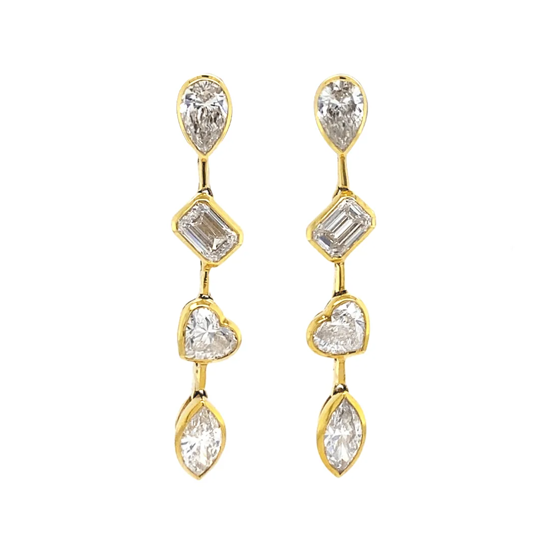 18K Yellow Gold Diamond Earrings