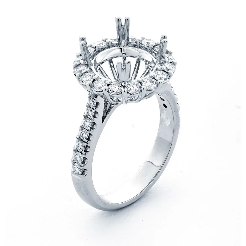 18K White Gold Semi Mount Ring