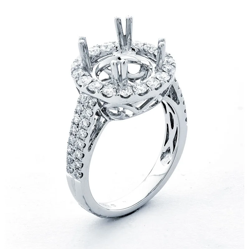 18K White Gold Semi Mount Ring