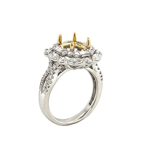 18K Two-Tone Gold Semi Mount Ring