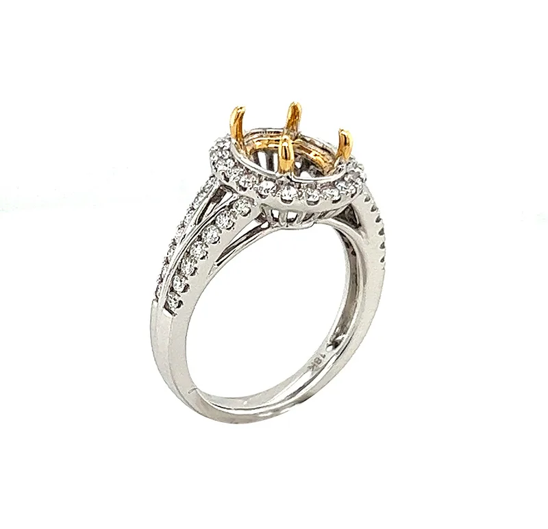 18K White Gold Semi Mount Ring