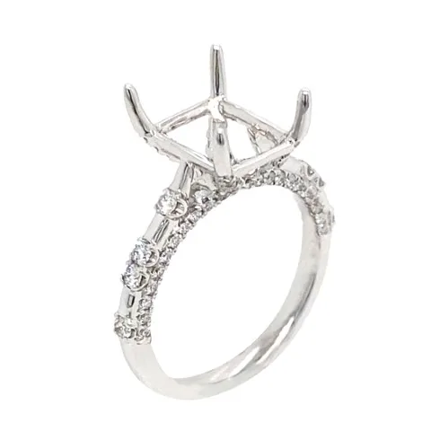 18K White Gold Semi Mount Ring