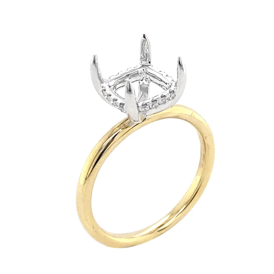 18K Two-Tone Gold Semi Mount Ring
