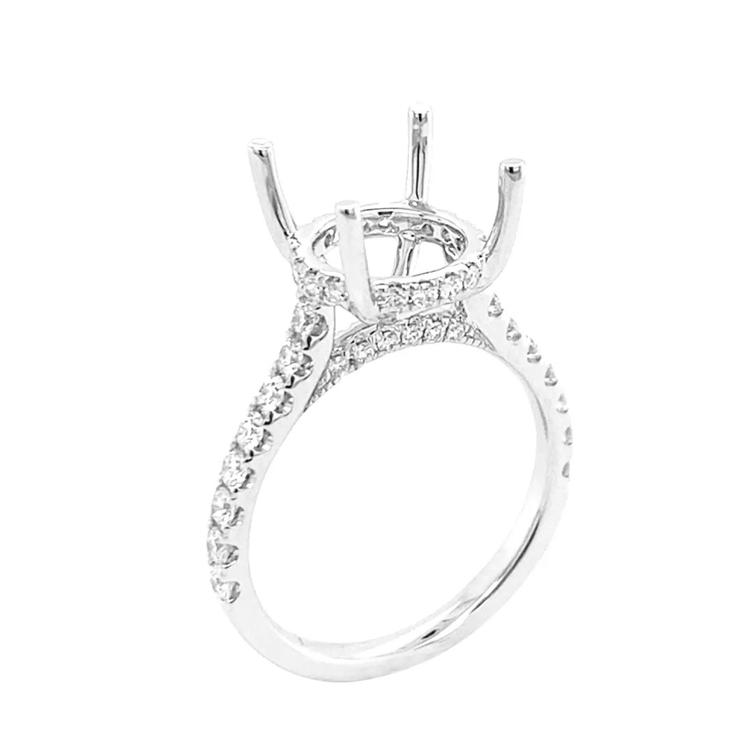 18K White Gold Semi Mount Ring