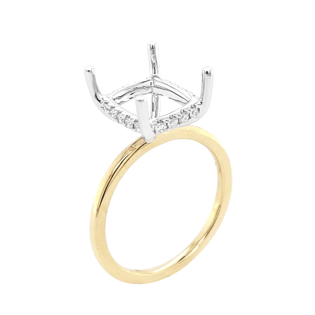18K Two-Tone Gold Semi Mount Ring