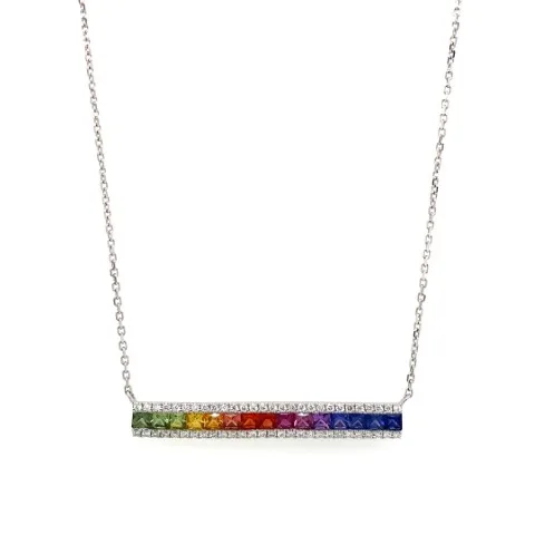 18K White Gold Fancy Sapphire Necklace