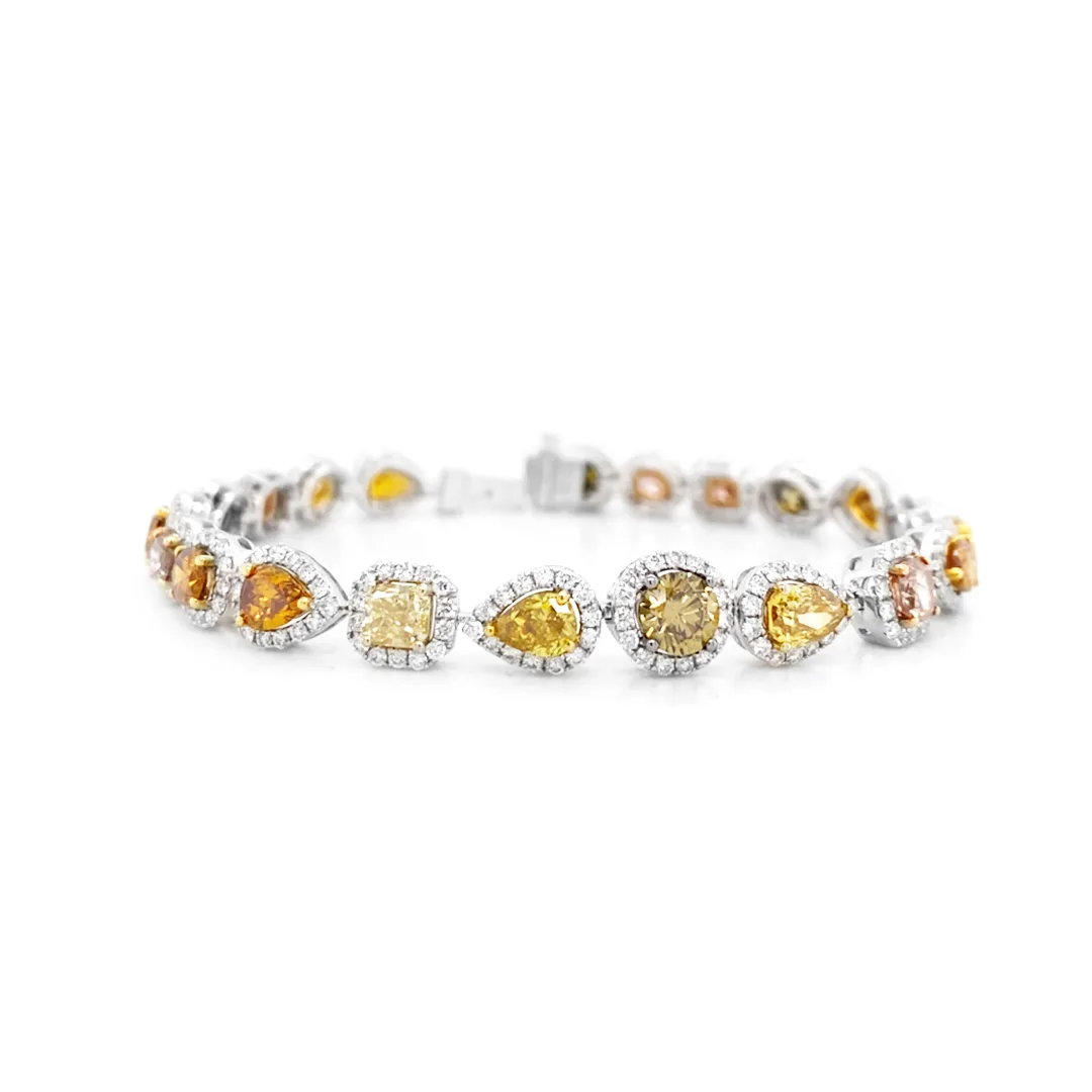 18K Tri-Color Gold Fancy Diamond Bracelet