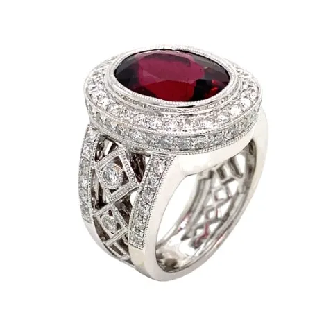18K White Gold Rubellite Ring
