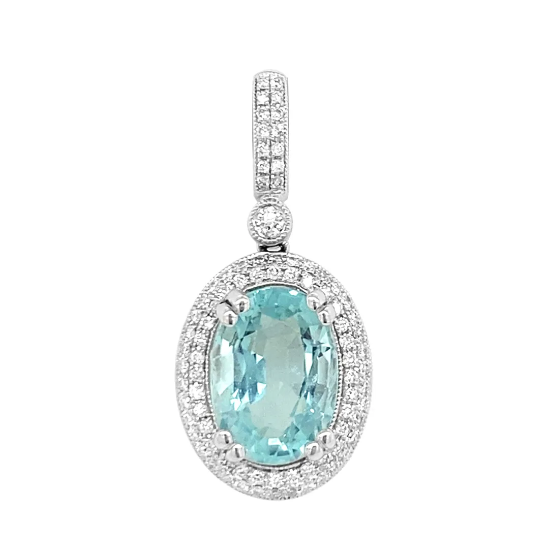 18K White Gold Aquamarine Pendant