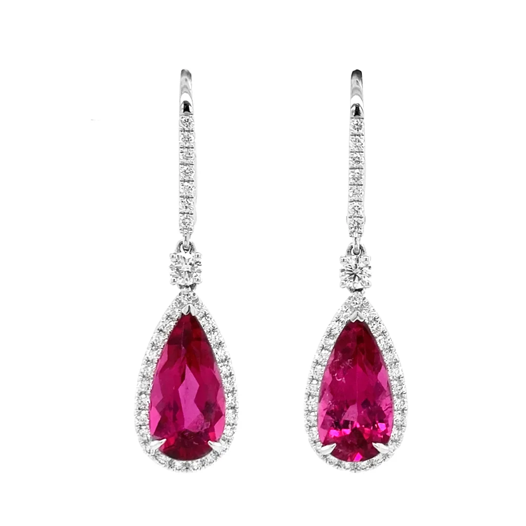 18K White Gold Rubellite Earrings
