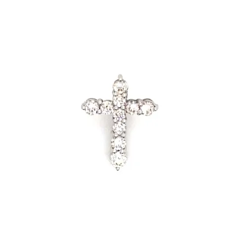 18K White Gold Diamond Cross Pendant