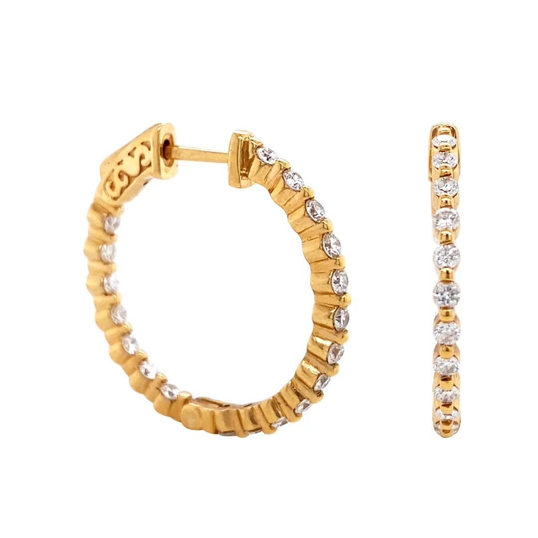 18K Rose Gold Diamond Hoops