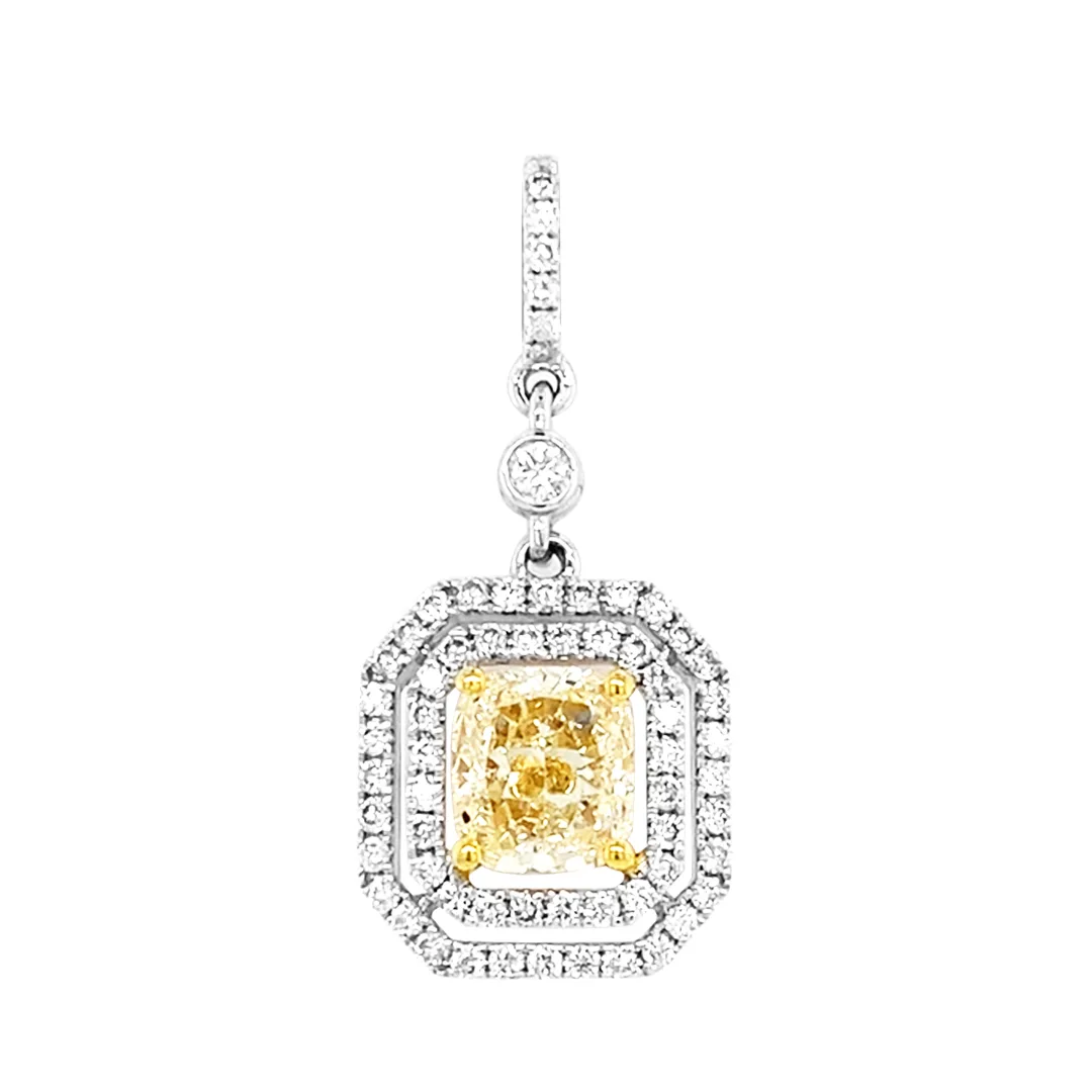 18K White Gold Yellow Diamond Pendant