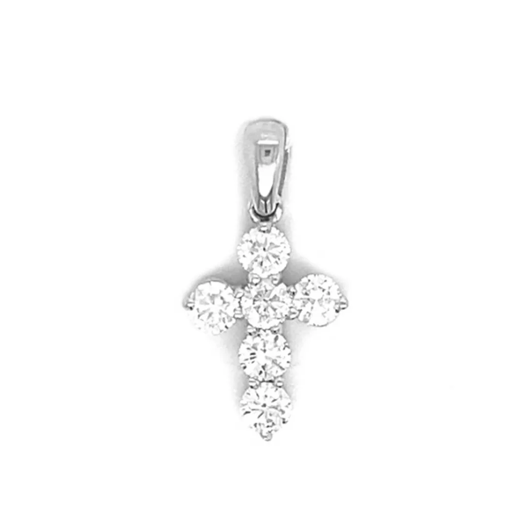18K White Gold Diamond Cross Pendant