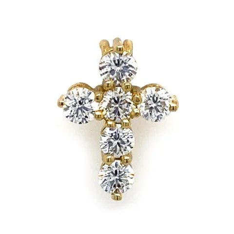18K Yellow Gold Diamond Cross Pendant