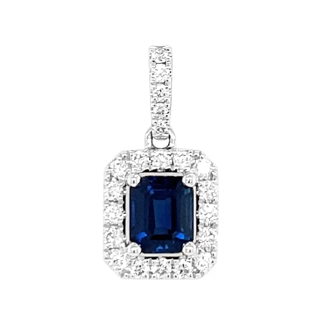 18K White Gold Sapphire Pendant