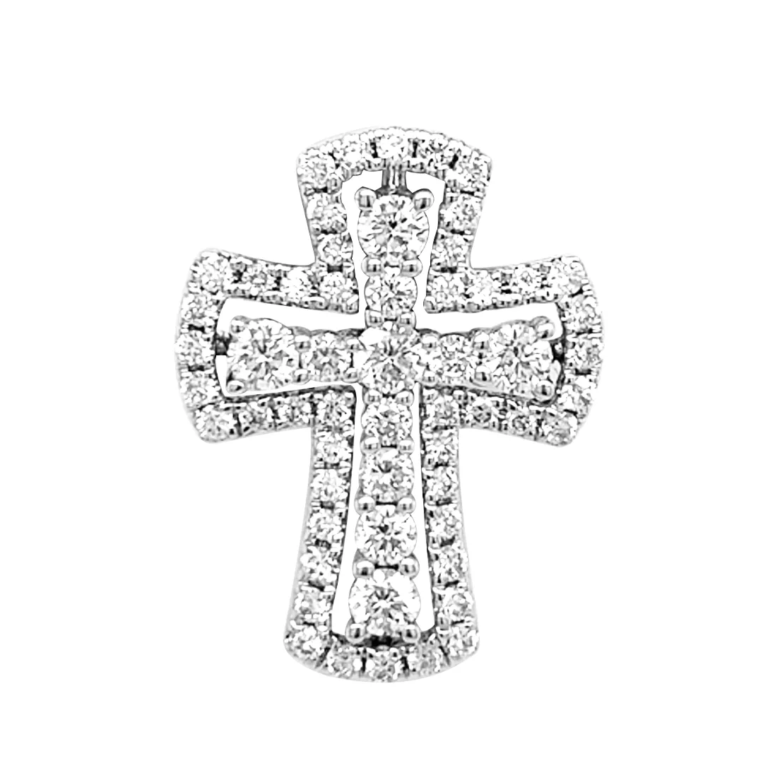 18K White Gold Diamond Cross Pendant