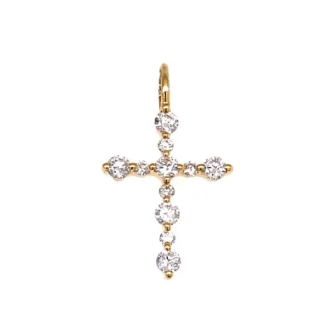 18K Yellow Gold Diamond Cross Pendant