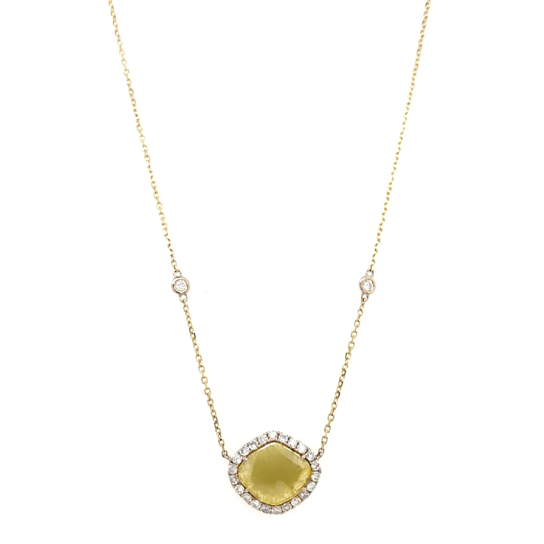 18K Yellow Gold Diamond Slice Necklace