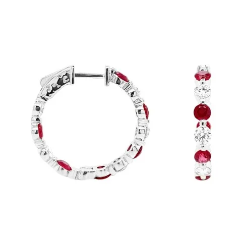 18K White Gold Ruby Earrings