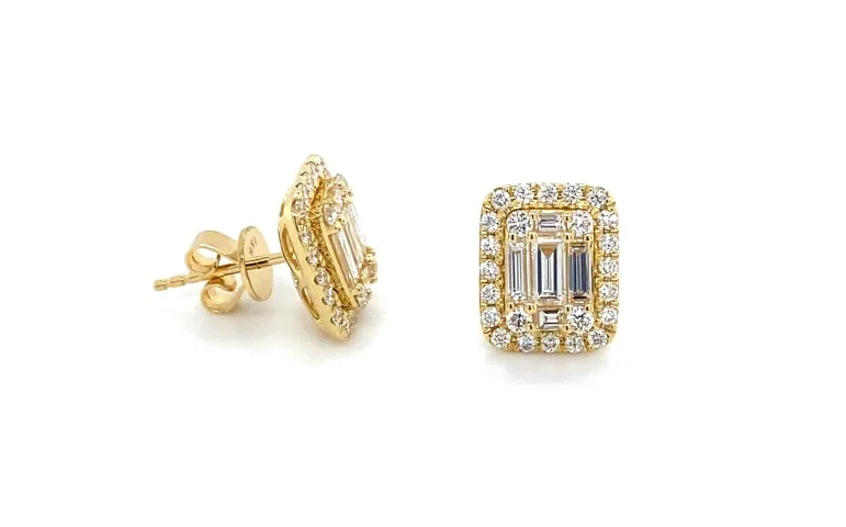 18K Yellow Gold Diamond Earrings