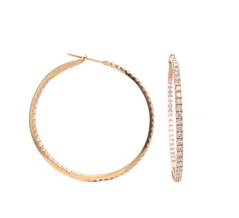 18K Yellow Gold Diamond Hoops