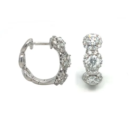 18K White Gold Diamond Huggie Earrings