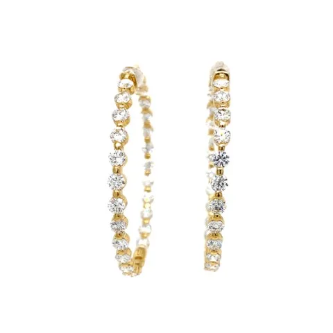 18K Yellow Gold Diamond Hoops