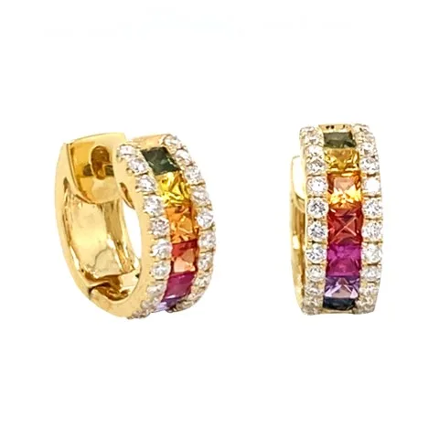 18K Yellow Gold Fancy Sapphire Earrings