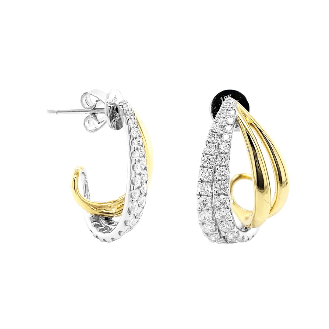 18K Two-Tone Diamond Earrings