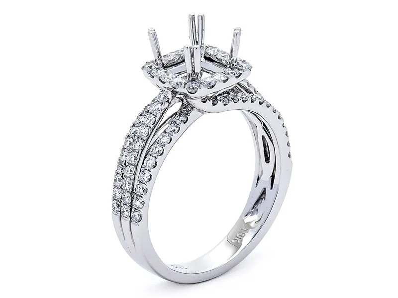 18K White Gold Semi Mount Ring