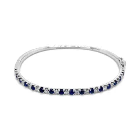 18K White Gold Sapphire Bangle