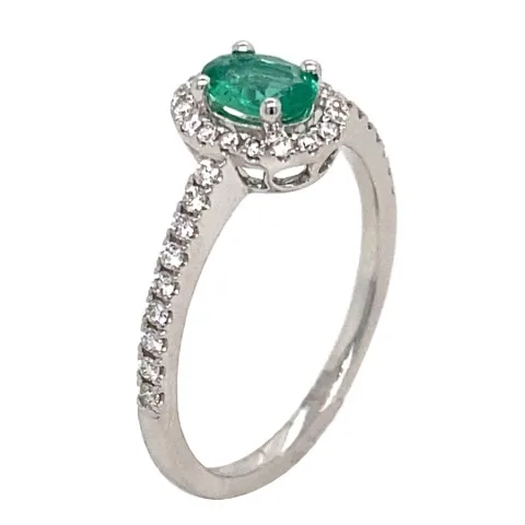 18K White Gold Emerald Ring