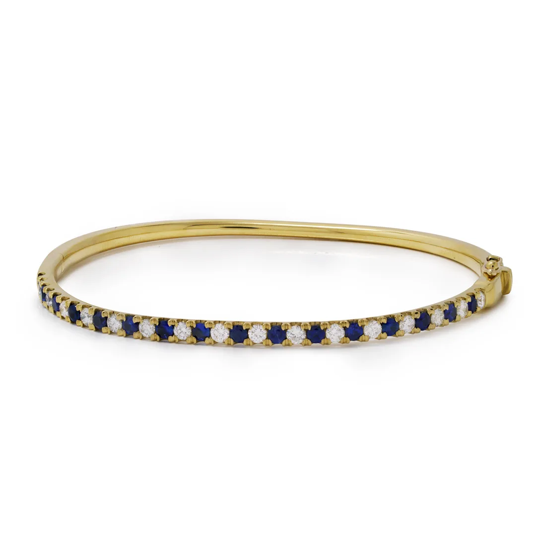 18K Yellow Gold Sapphire Bangle
