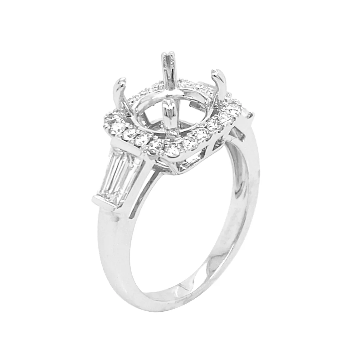 18K White Gold Semi Mount Ring